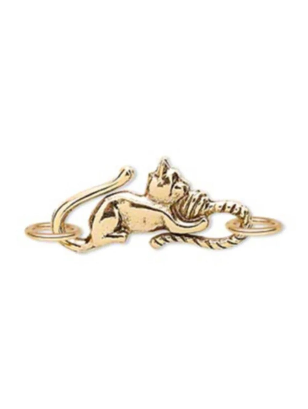 Antiqued Gold Plated Pewter Cat Large S-Hook Bracelet Necklace Clasp USA Made